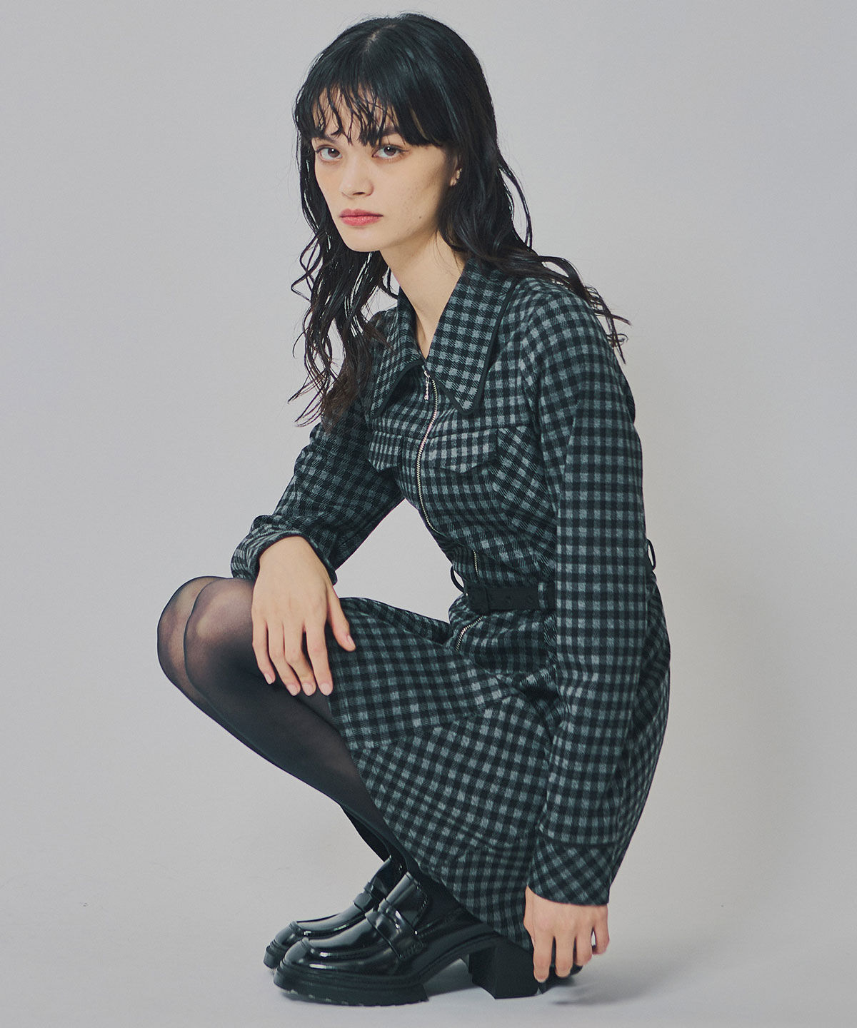 REDYAZEL「クラシカルチェックZIPミニワンピース」|ワンピース|