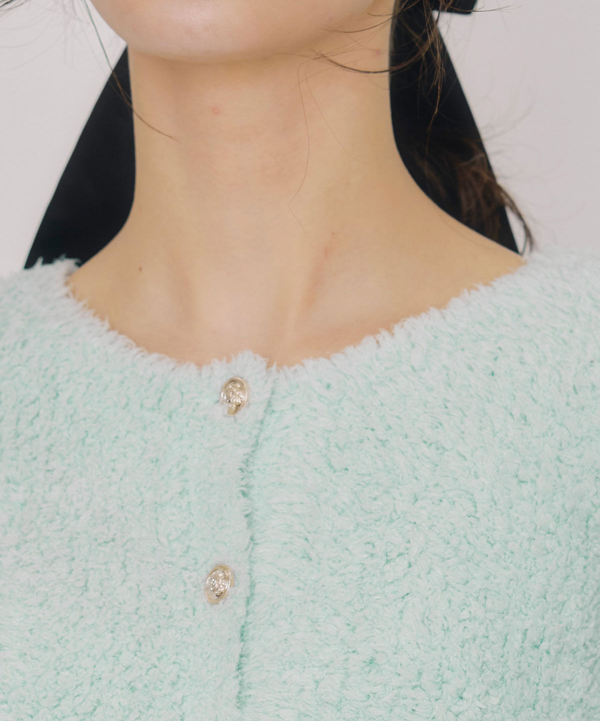 REDYAZEL「フラッフィブークレシャギーニットカーディガン」|カーディガン|