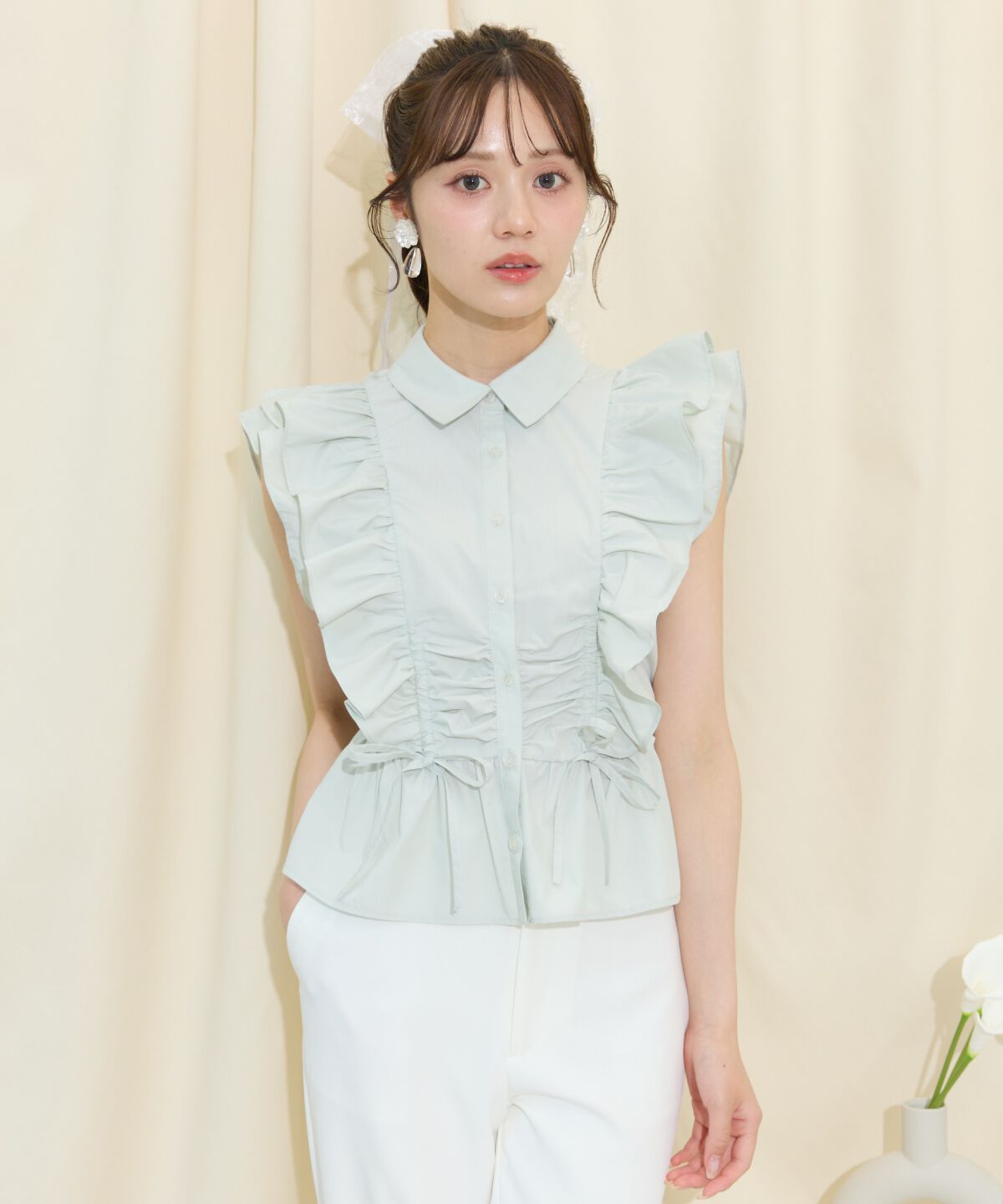 WILLSELECTION「ギャザーリボンフリルスリーブブラウス」|シャツ・ブラウス|