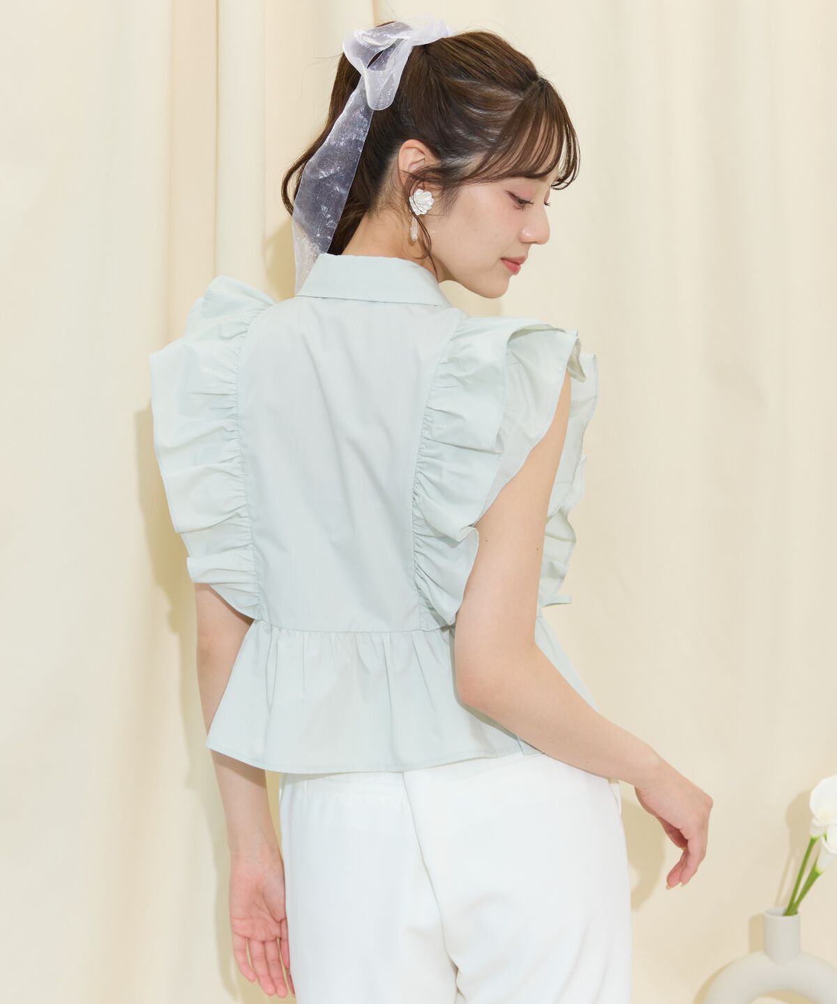 WILLSELECTION「ギャザーリボンフリルスリーブブラウス」|シャツ・ブラウス|