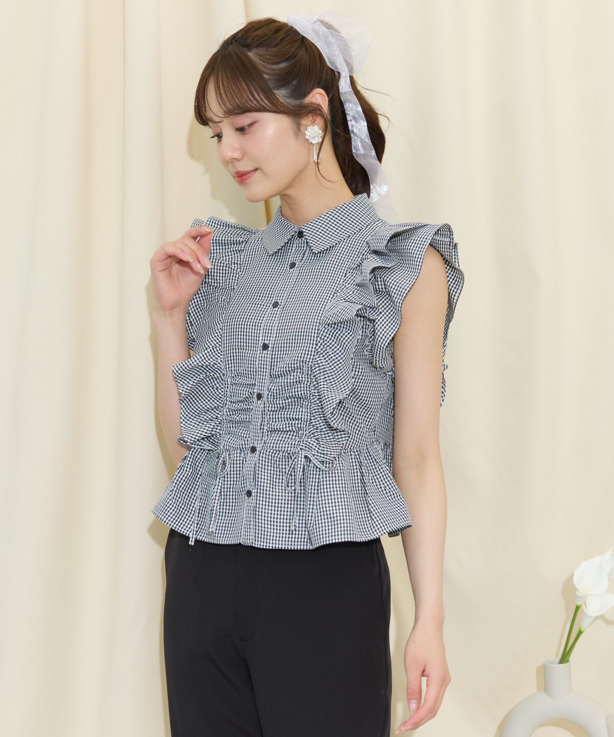 WILLSELECTION「ギャザーリボンフリルスリーブブラウス」|シャツ・ブラウス|