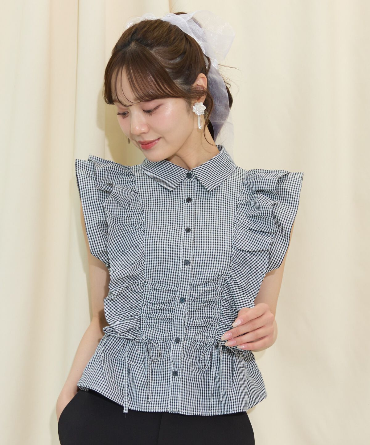 WILLSELECTION「ギャザーリボンフリルスリーブブラウス」|シャツ・ブラウス|