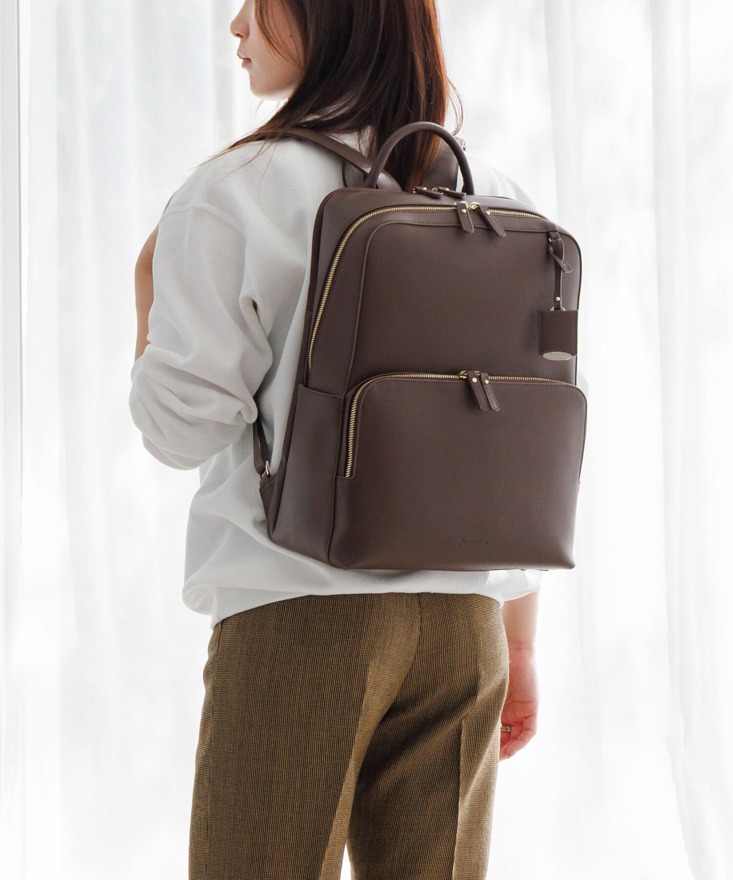 Jewelna Rose「Jewelna Rose リュックサック フレイヤ・リュック2 A4  14.0インチ PC収納 通勤 16142」|リュック|ダークブラウン