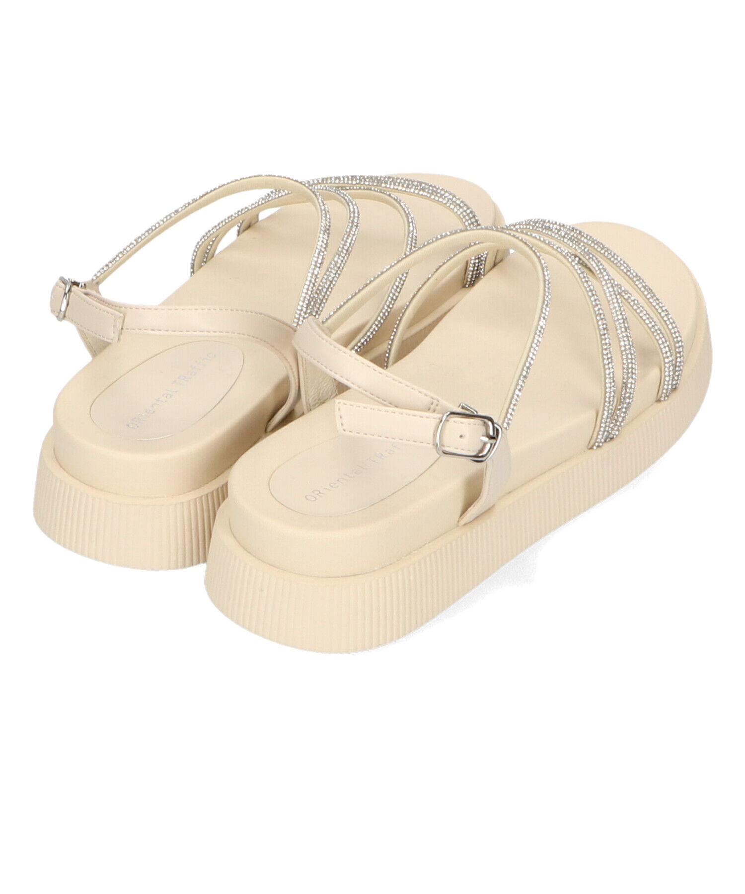 ORiental TRaffic「【追加】ラインストーンストラップサンダル/41217 サンダル 人気 トレンド 売れてる ラインストーン」|サンダル|