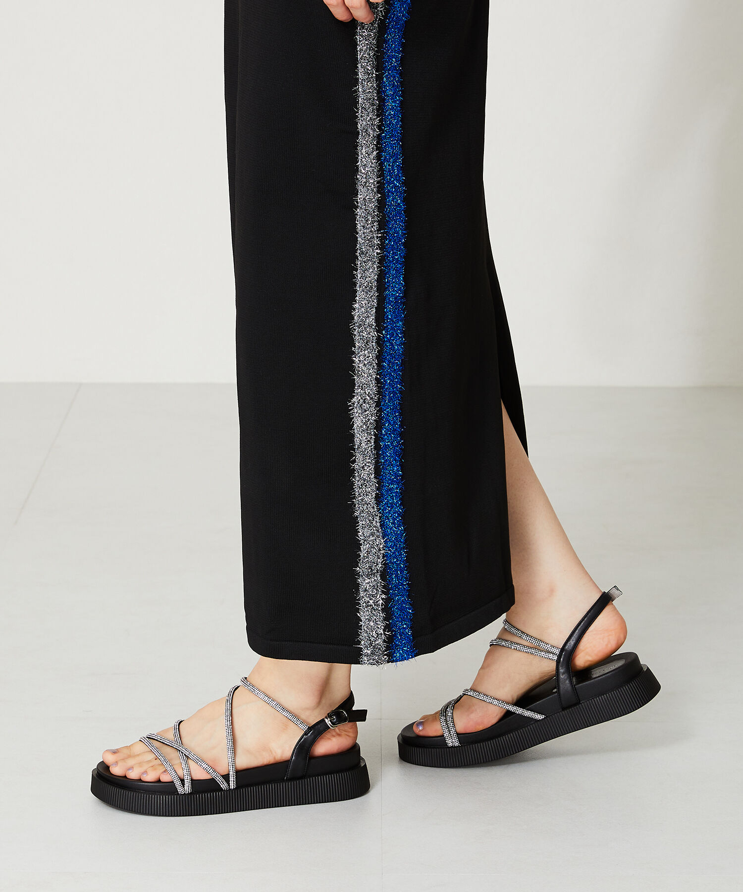 ORiental TRaffic「【追加】ラインストーンストラップサンダル/41217 サンダル 人気 トレンド 売れてる ラインストーン」|サンダル|