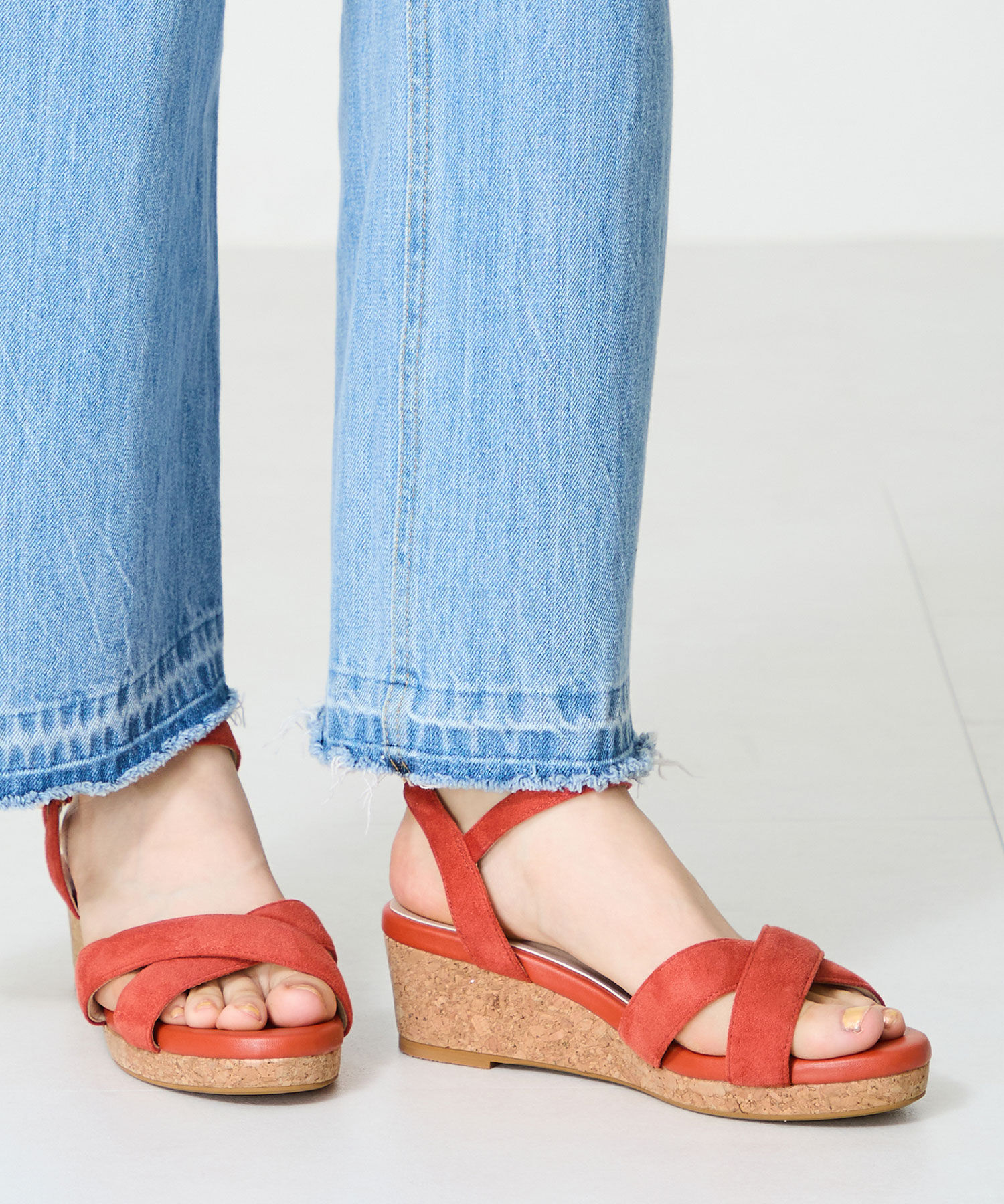 WA Oriental TRaffic「アーモンドトゥクロスウエッジサンダル/52201 サンダル トレンド 人気 クッション」|サンダル|