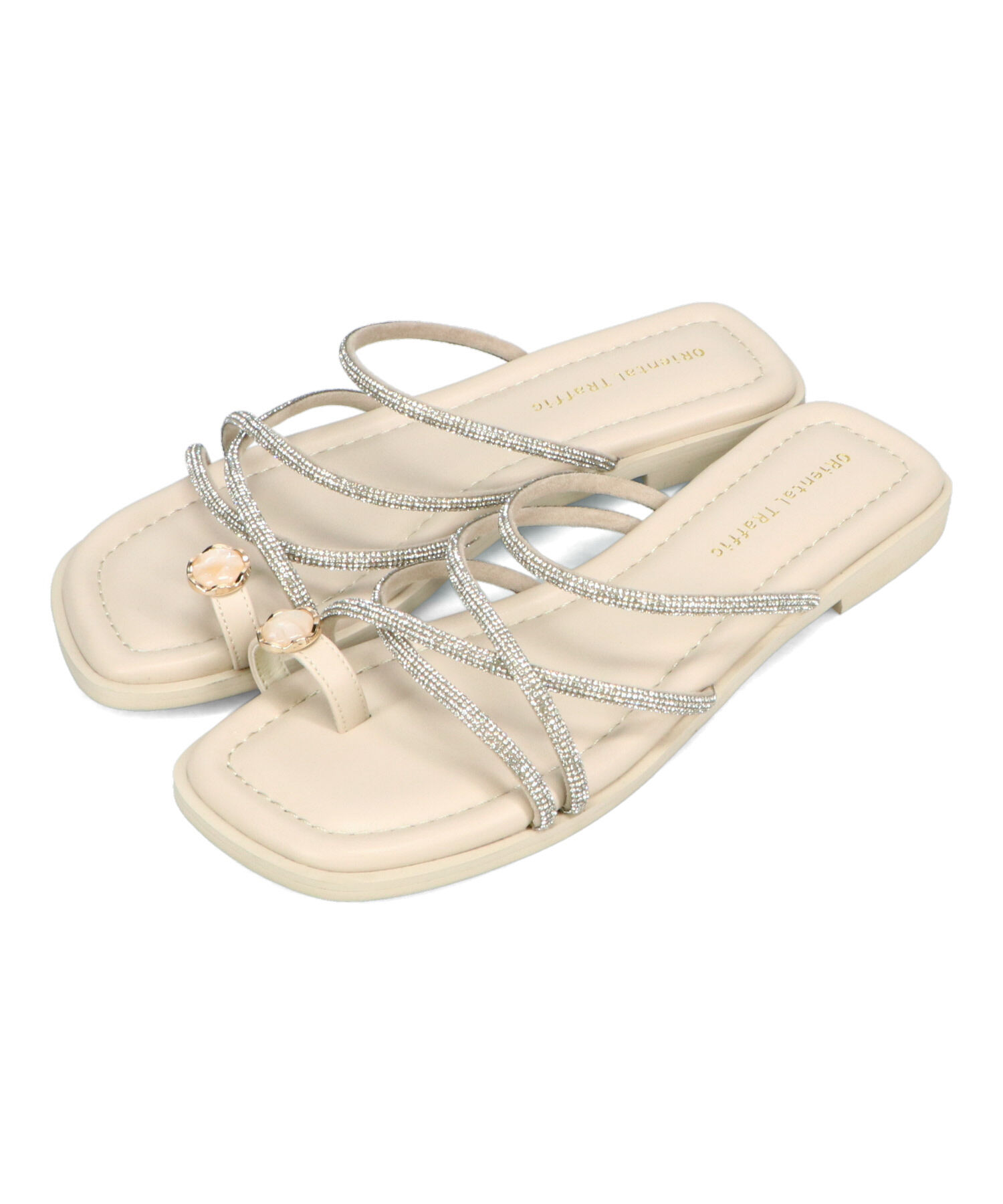 ORiental TRaffic「ラインストーンストラップトングサンダル/51232 サンダル トング 人気 フェミニン」|サンダル|