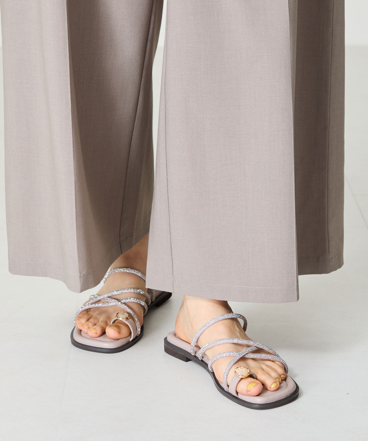 ORiental TRaffic「ラインストーンストラップトングサンダル/51232 サンダル トング 人気 フェミニン」|サンダル|PURPLE