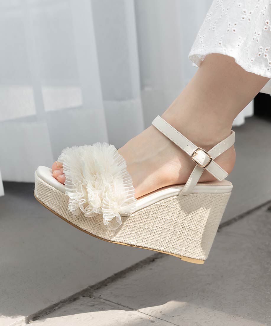  「ボリュームチュールウェッジサンダル」|サンダル|