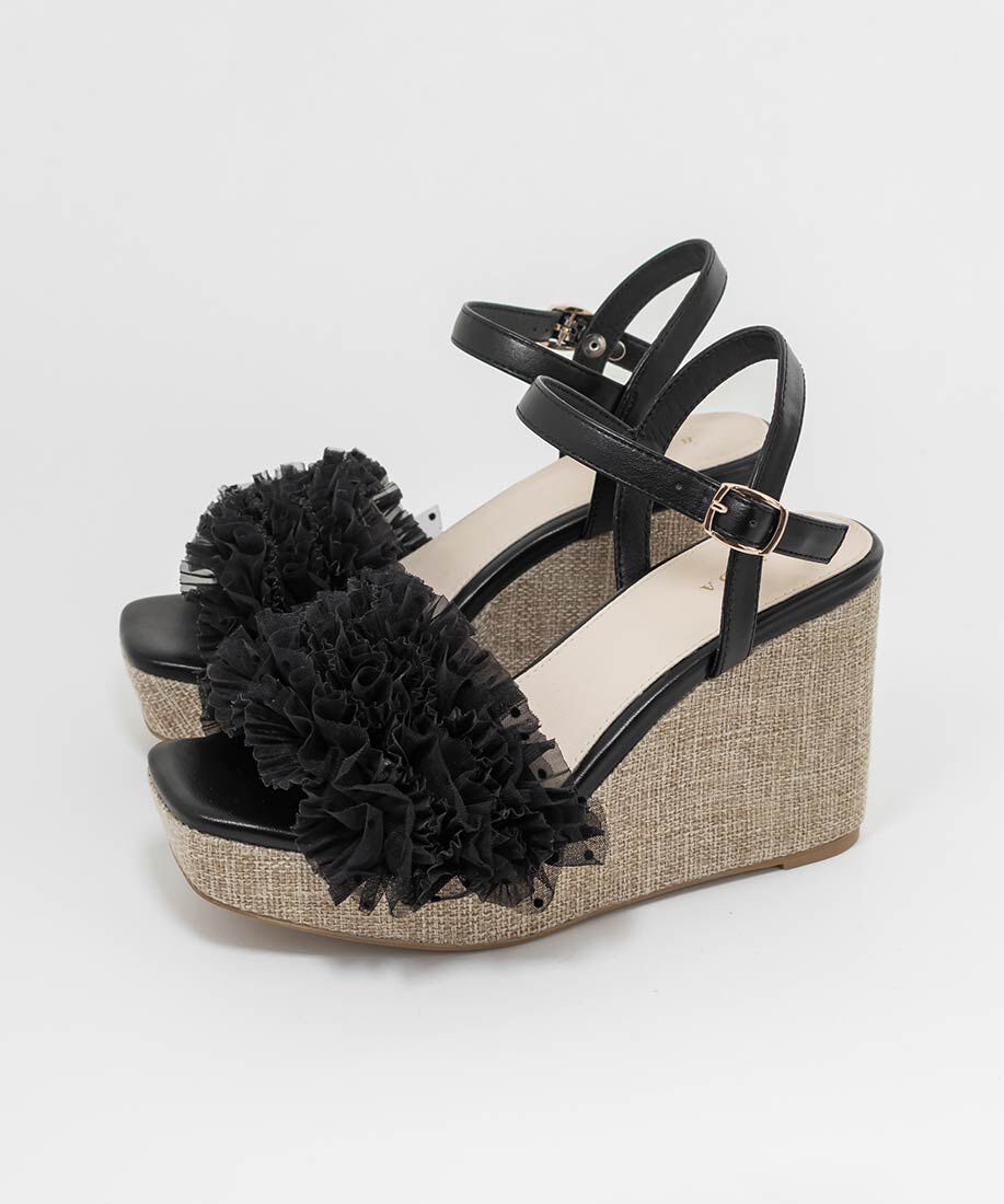  「ボリュームチュールウェッジサンダル」|サンダル|