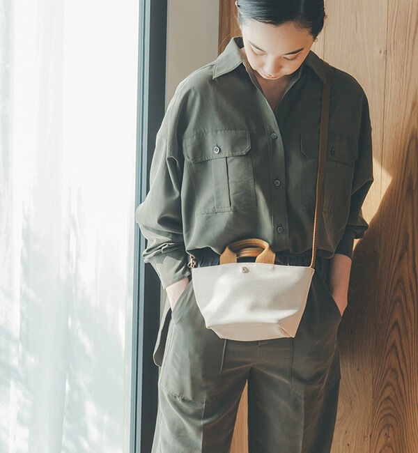 TOPKAPI BREATH「スコッチグレイン ネオレザー ショルダー付き ミニ トートバッグ プレーン」|ショルダー・メッセンジャー|クリーム