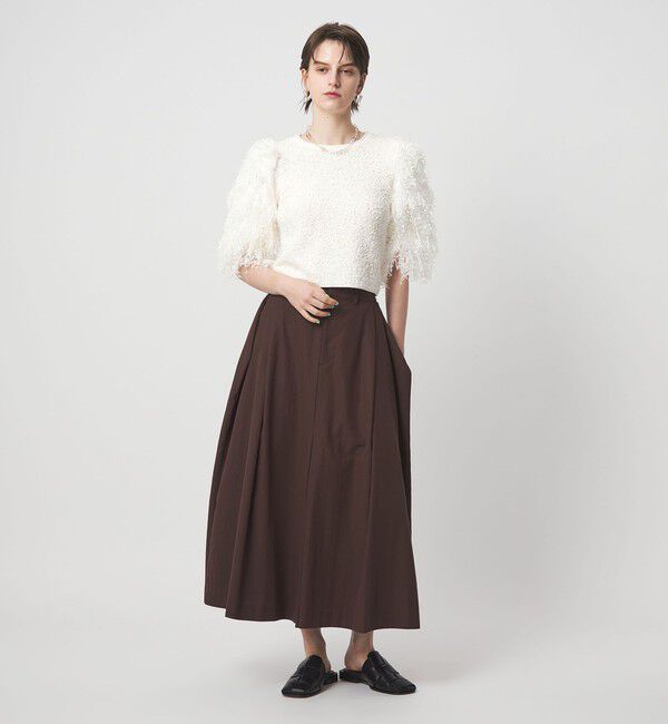 ASTRAET「＜ASTRAET＞ フリンジスリーブ クルーネックニット」|ニット・セーター|