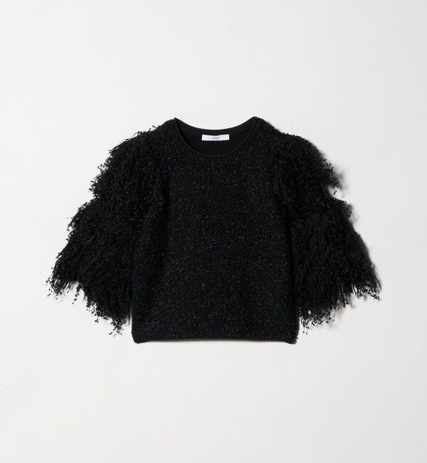ASTRAET「＜ASTRAET＞ フリンジスリーブ クルーネックニット」|ニット・セーター|