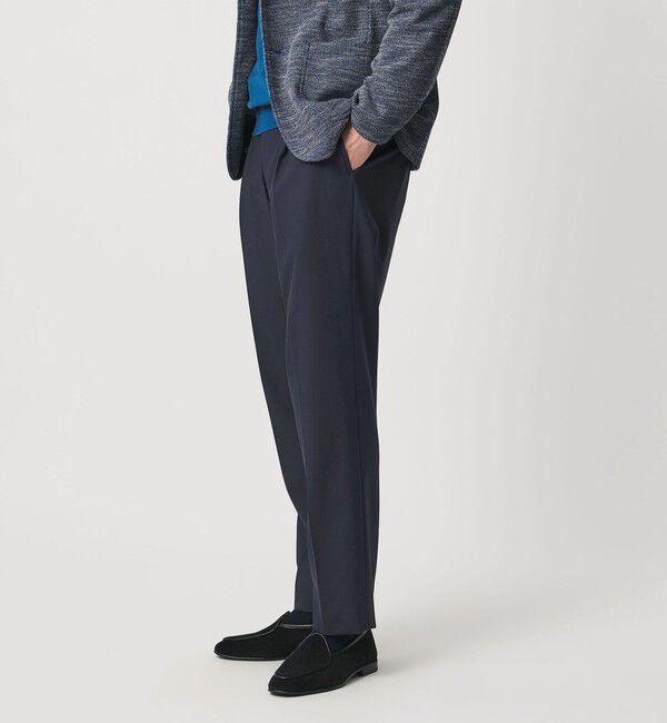 UNITED ARROWS「TR バックシャーリング １プリーツ イージー スラックス　ストレッチ 接触冷感」|スラックス|NAVY