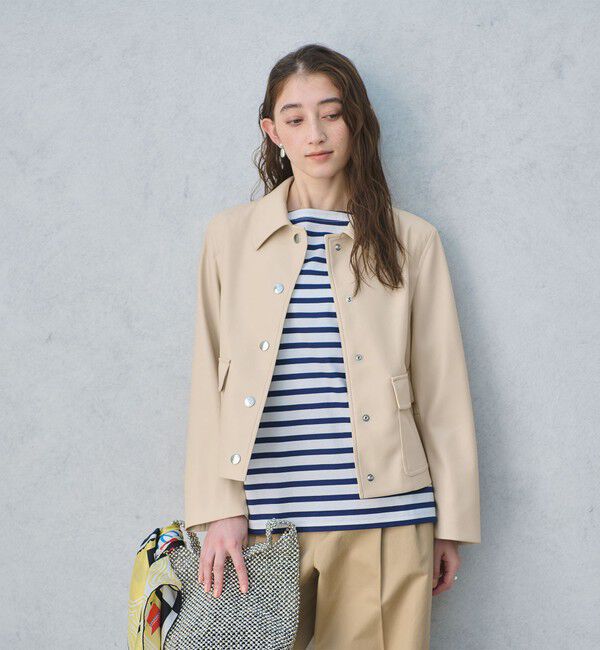 UNITED ARROWS「レザーライク ショートブルゾン」|ブルゾン・スタジャン|OFF WHITE