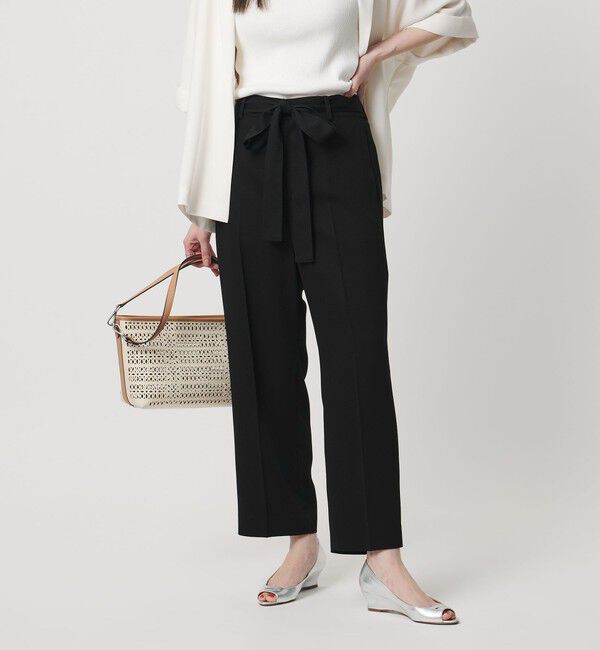 UNITED ARROWS「スラブ リボン テーパードパンツ」|スラックス|BLACK