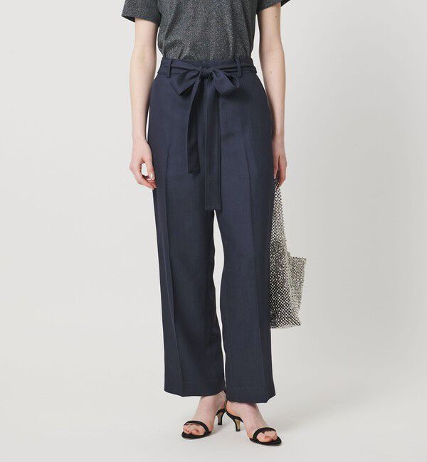 UNITED ARROWS「スラブ リボン テーパードパンツ」|スラックス|NAVY