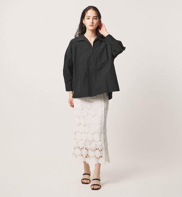 UNITED ARROWS「スキッパー プルオーバー 8分袖 シャツ」|シャツ・ブラウス|