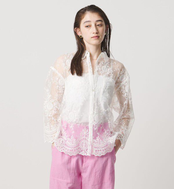 UNITED ARROWS「＜dahl&rsquo;ia＞8分袖 シアーシャツ」|Tシャツ・カットソー|WHITE