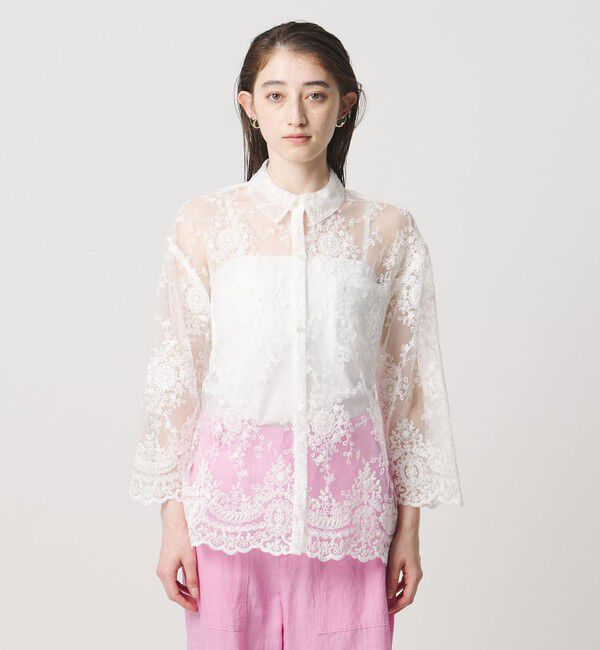 UNITED ARROWS「＜dahl&rsquo;ia＞8分袖 シアーシャツ」|Tシャツ・カットソー|