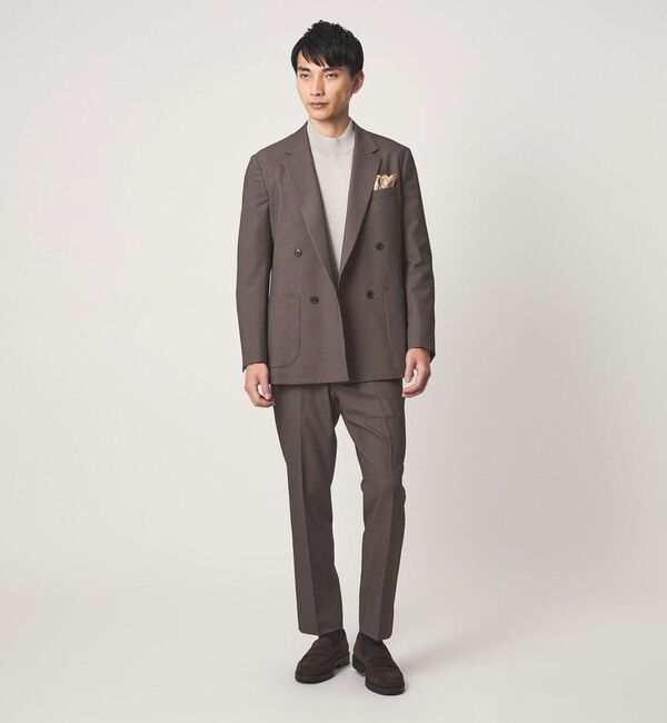 UNITED ARROWS green label relaxing「A+ ポリエステル シャークスキン ダブルブレスト 4B スタンダード セットアップ ジャケット -ウォッシャブ」|テーラードジャケット|