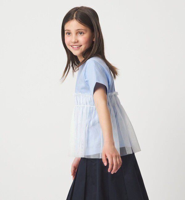 UNITED ARROWS green label relaxing「【スタメンシリーズ】チュールドッキング Tシャツ / キッズ  100cm-160cm UVカット 接触冷感  吸水速乾」|Tシャツ・カットソー|