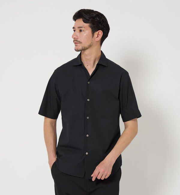 BEAUTY&YOUTH UNITED ARROWS「【WEB限定 WARDROBE SMART】コットン ワイドカラー スキッパーシャツ」|シャツ・ブラウス|BLACK