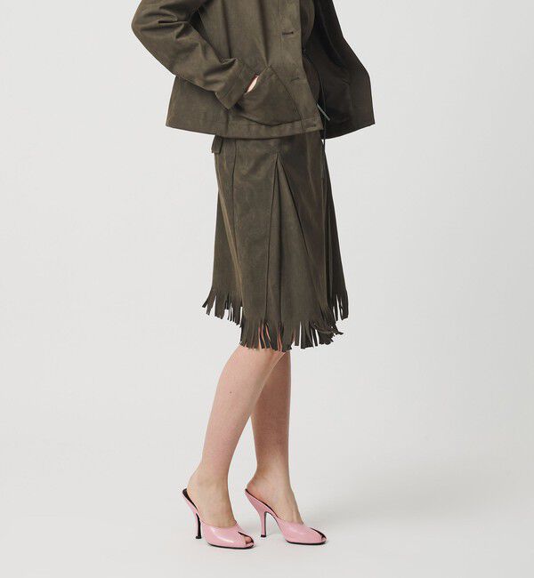 ATTISESSION「＜ATTISESSION＞スエードライク フリンジ スカート」|スカート|OLIVE