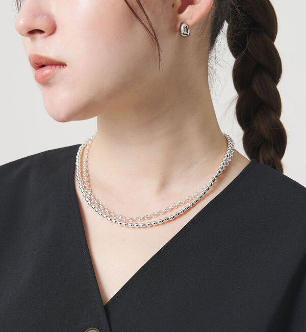 BEAUTY&YOUTH UNITED ARROWS「2連 ミックスチェーン 3WAY ネックレス」|ネックレス|SILVER