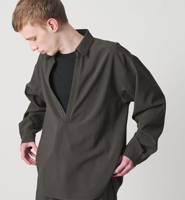 MONKEY TIME「RENU TROシリーズ ディープ Vネック プルオーバー シャツ -セットアップ対応-」|シャツ・ブラウス|