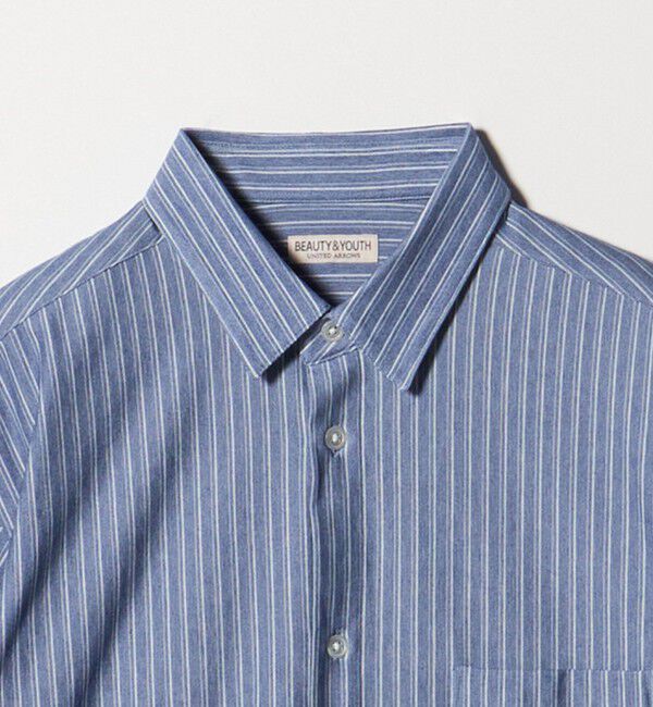 BEAUTY&YOUTH UNITED ARROWS「クイック ストレッチ ストライプ シャンブレー ボタンダウン 半袖シャツ SLIM型 吸水速乾機能付き」|シャツ・ブラウス|