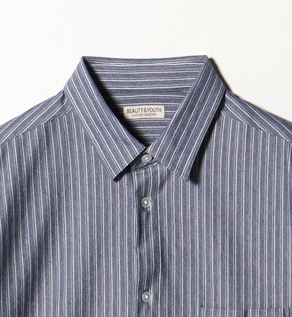 BEAUTY&YOUTH UNITED ARROWS「クイック ストレッチ ストライプ シャンブレー ボタンダウン 半袖シャツ SLIM型 吸水速乾機能付き」|シャツ・ブラウス|