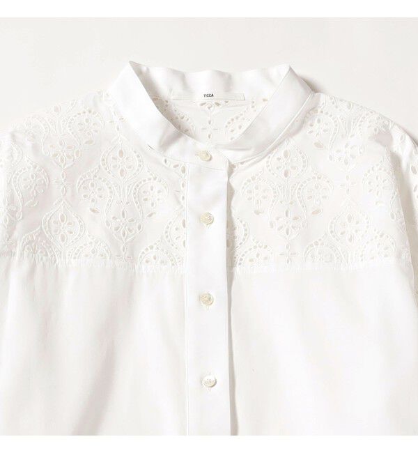 Demi-Luxe BEAMS 「TICCA / レース ハーフスリーブ シャツワンピース」|ワンピース|