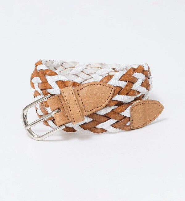 SHIPS「SHIPS: イタリア製 レザー コンビネーション メッシュ ベルト」|ベルト|ベージュ