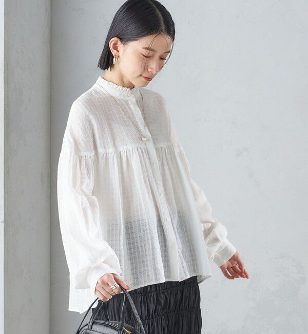 SHIPS for women「〈洗濯機可能〉スタンドフリル ボリューム ブラウス 24SS ◇」|シャツ・ブラウス|