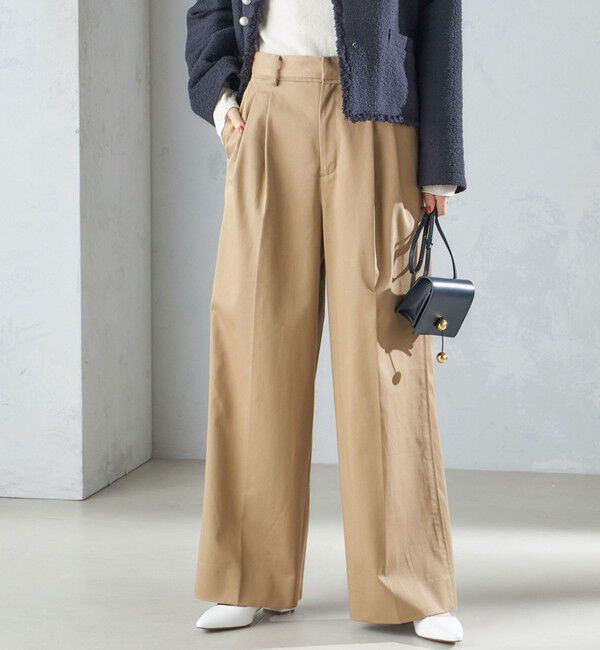 SHIPS for women「〈手洗い可能〉ハイカウント ツイル チノ タック パンツ 24SS ◇」|チノ|ベージュ