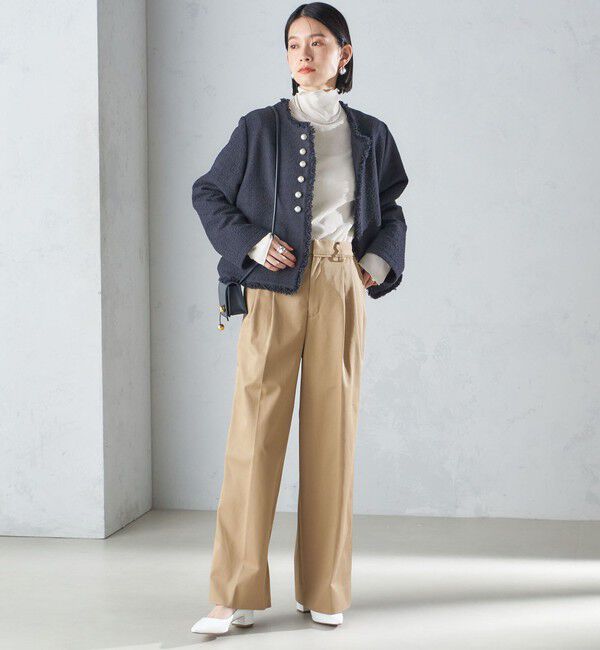 SHIPS for women「〈手洗い可能〉ハイカウント ツイル チノ タック パンツ 24SS ◇」|チノ|