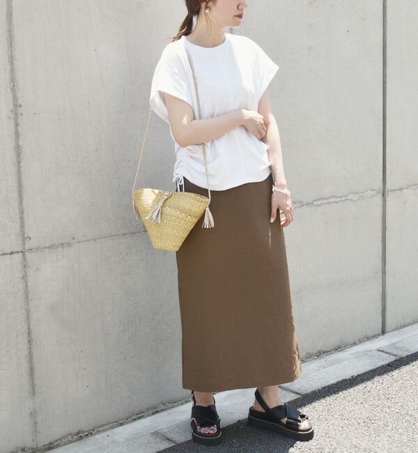 quaranciel「quaranciel:〈洗濯機可能〉アイライン スカート &times; フレンチ TEE セット」|タイト|
