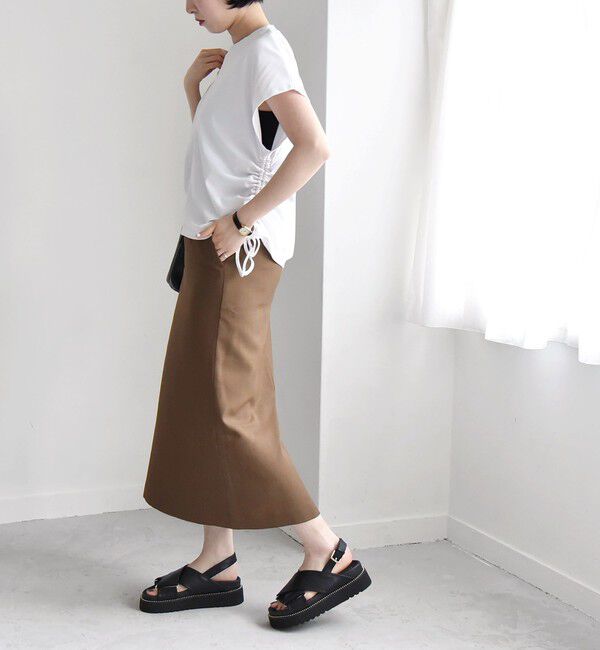 quaranciel「quaranciel:〈洗濯機可能〉アイライン スカート &times; フレンチ TEE セット」|タイト|