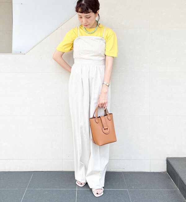 SHIPS for women「〈手洗い可能〉ストレッチ リネン ベアトップ サロペット」|ワンピース|ベージュ