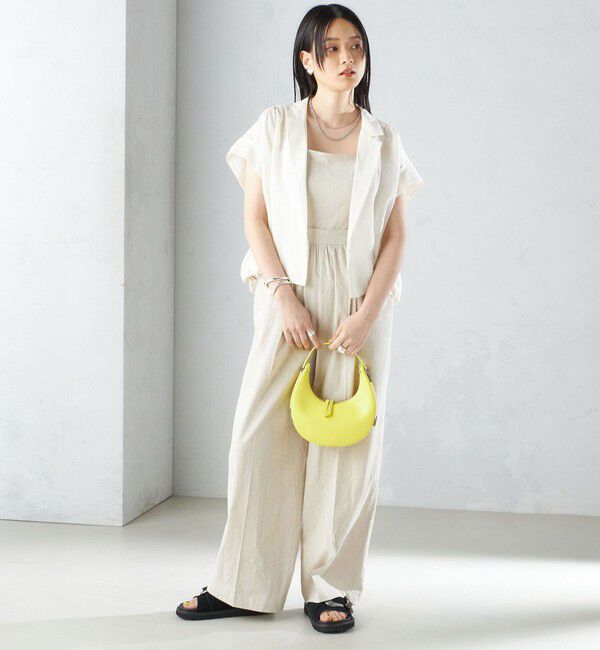 SHIPS for women「〈手洗い可能〉ストレッチ リネン ベアトップ サロペット」|ワンピース|