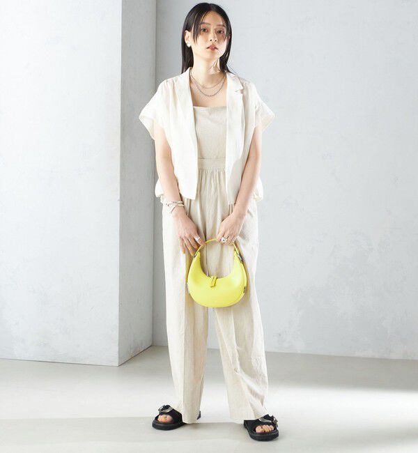 SHIPS for women「〈手洗い可能〉ストレッチ リネン ベアトップ サロペット」|ワンピース|