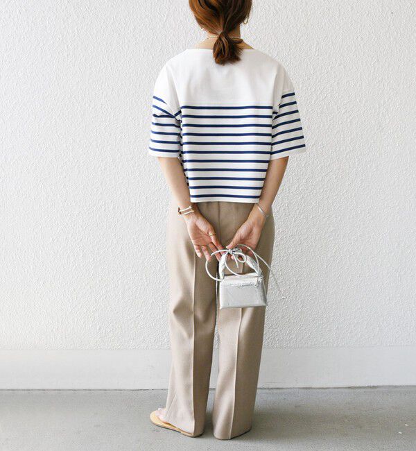 SHIPS for women「〈手洗い可能〉オーガニック 綿 ボーダー ショート スリーブ」|Tシャツ・カットソー|