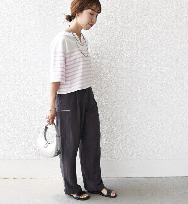 SHIPS for women「〈手洗い可能〉オーガニック 綿 ボーダー ショート スリーブ」|Tシャツ・カットソー|