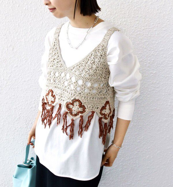 SHIPS for women「LOGAN KNITTING MILLS:〈手洗い可能〉モール ビスチェ」|ニット・セーター|ナチュラル