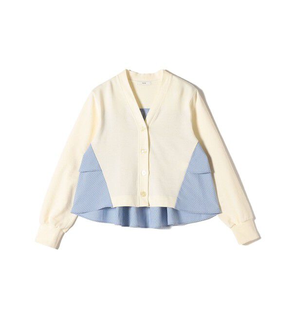 SHIPS for women「【WEB限定】〈手洗い可能〉布帛 コンビ Vネック カーディガン」|カーディガン|