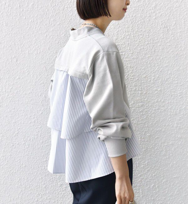 SHIPS for women「【WEB限定】〈手洗い可能〉布帛 コンビ Vネック カーディガン」|カーディガン|