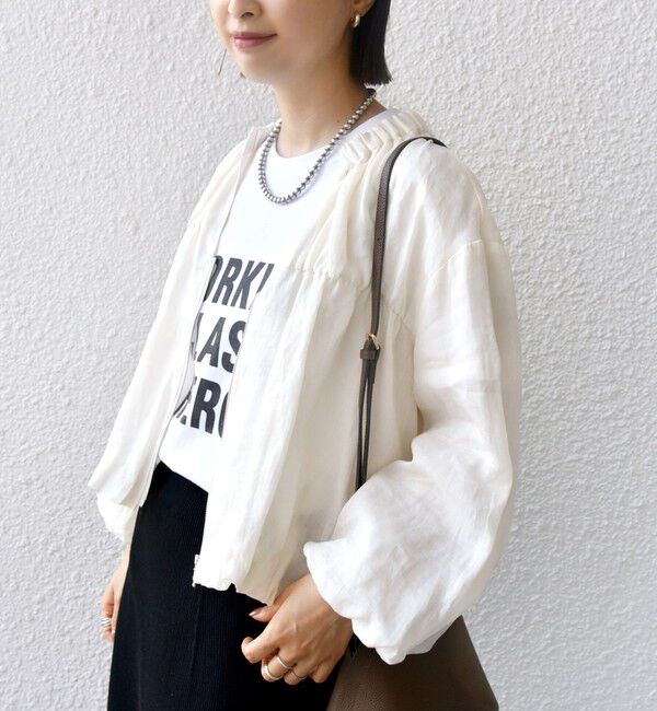 SHIPS for women「〈手洗い可能〉バック ギャザー リネン ジップ ブルゾン」|ブルゾン・スタジャン|