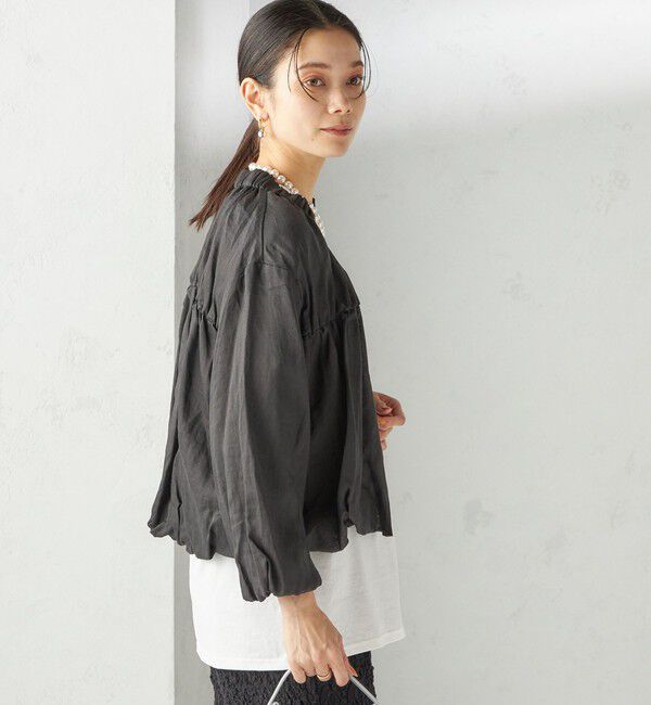 SHIPS for women「〈手洗い可能〉バック ギャザー リネン ジップ ブルゾン」|ブルゾン・スタジャン|