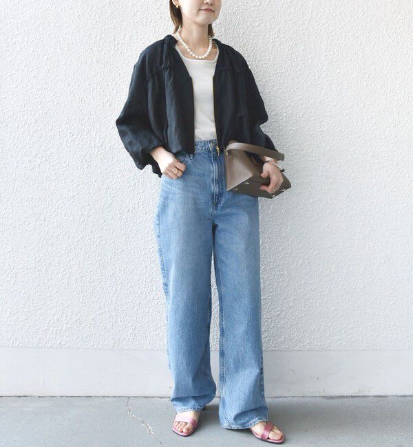 SHIPS for women「〈手洗い可能〉バック ギャザー リネン ジップ ブルゾン」|ブルゾン・スタジャン|